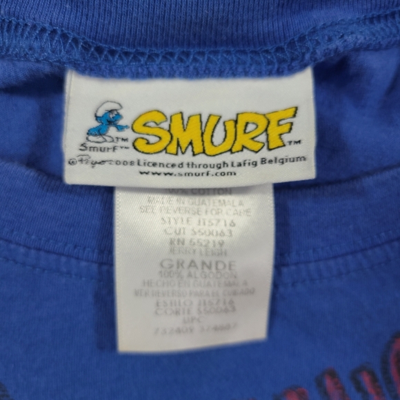 Vintage Y2K Smurfs Graphic Shirt Womans Large Blue Slim Fit Tee Jenny Leigh - Picture 4 of 14